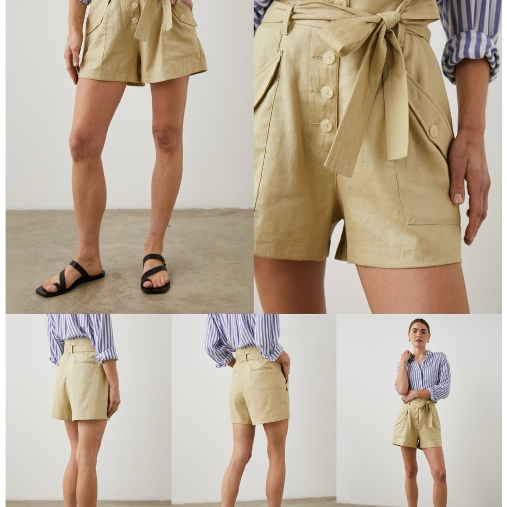 Rails Size 2 Jasper Linen Blend Beige High-Waisted Shorts - no tie